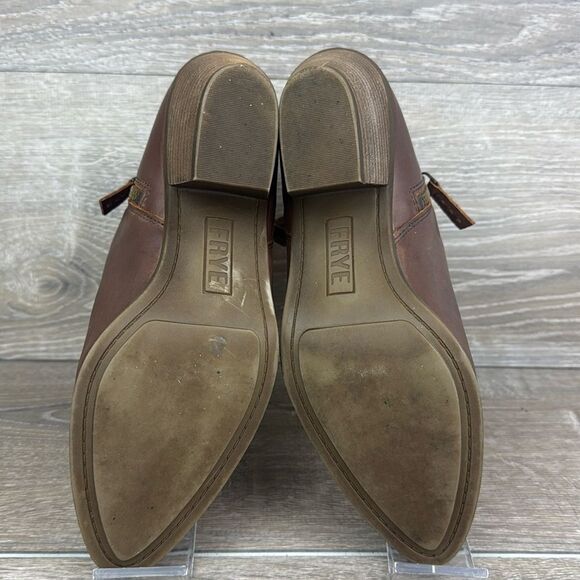 Frye Judith Double Zip Wheat Tan Leather Women’s Sz 9.5M Heeled Ankle Boots - Picture 7 of 11